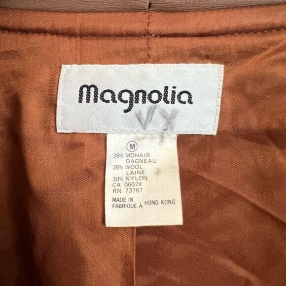 Vintage Magnolia Women’s Medium Chocolate Brown Mohair Leather Bomber Jacket Fal - Picture 5 of 15